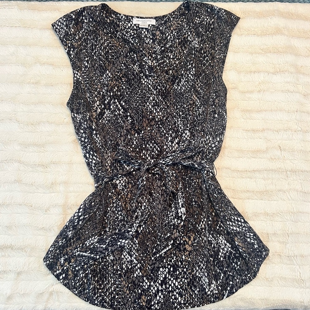 Liz Claiborne Woman Snake print belted tunic top size 1X